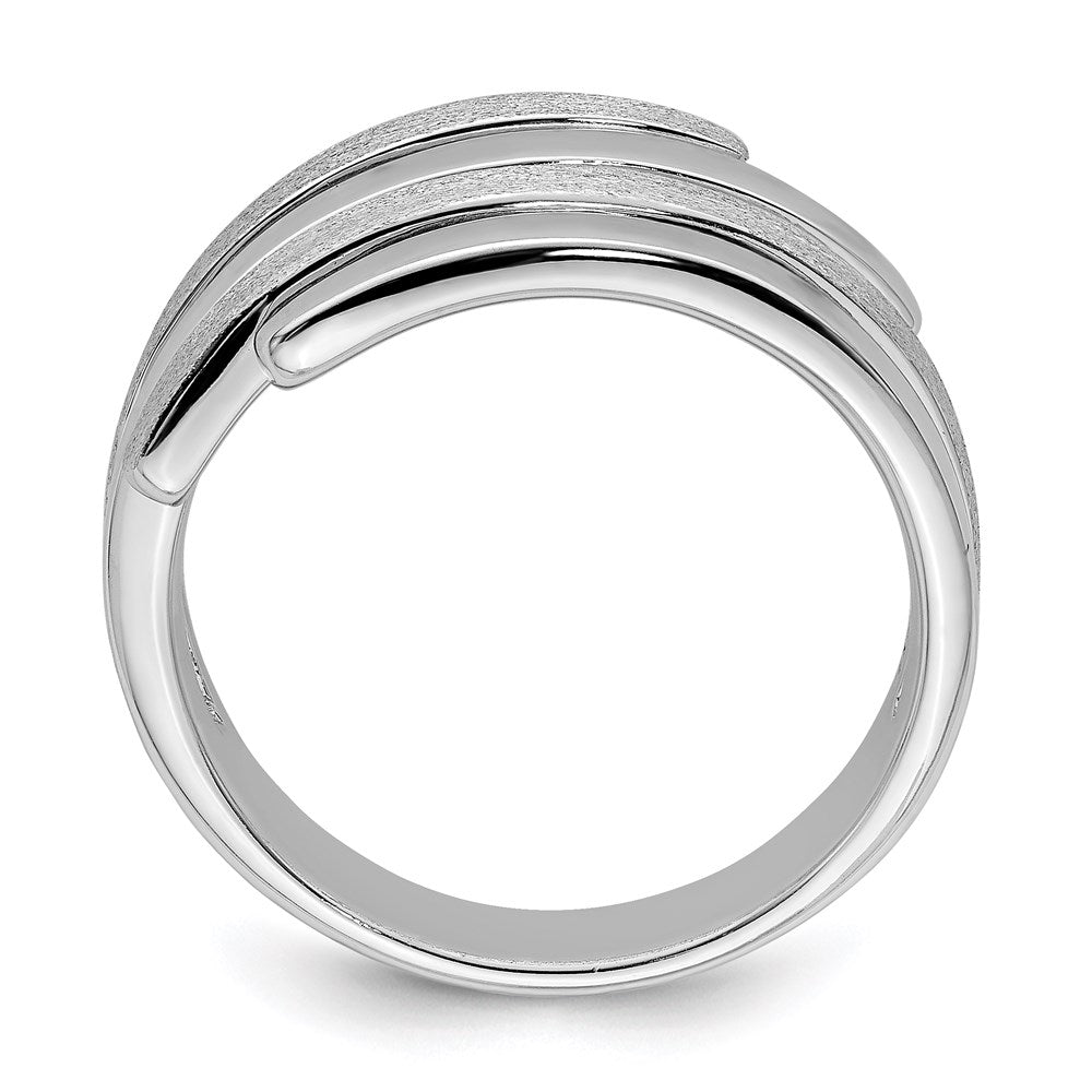 Sterlingsilber Rhodiniert Poliert und Gebürstet Ring