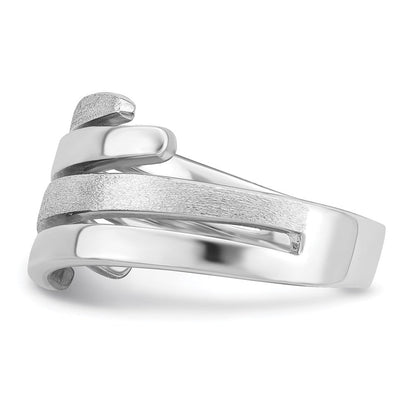 Sterlingsilber Rhodiniert Poliert und Gebürstet Ring