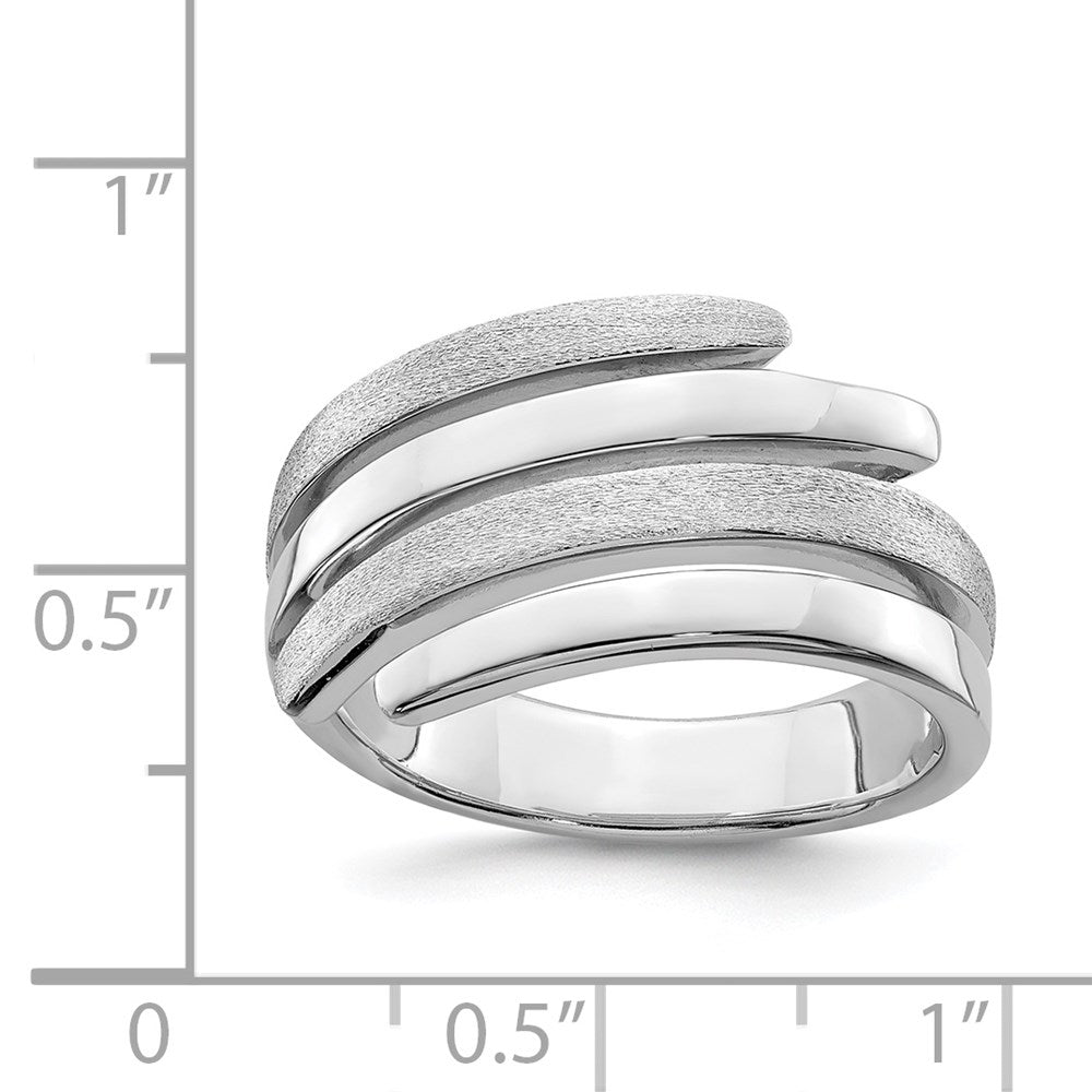 Sterlingsilber Rhodiniert Poliert und Gebürstet Ring