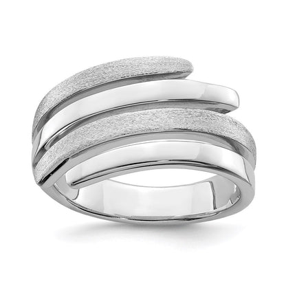 Sterlingsilber Rhodiniert Poliert und Gebürstet Ring
