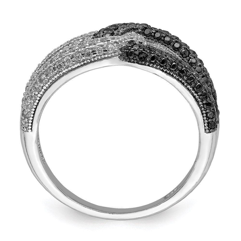 Sterlingsilber Rhodiniert Schwarz & Weiß Zirkonia Ring