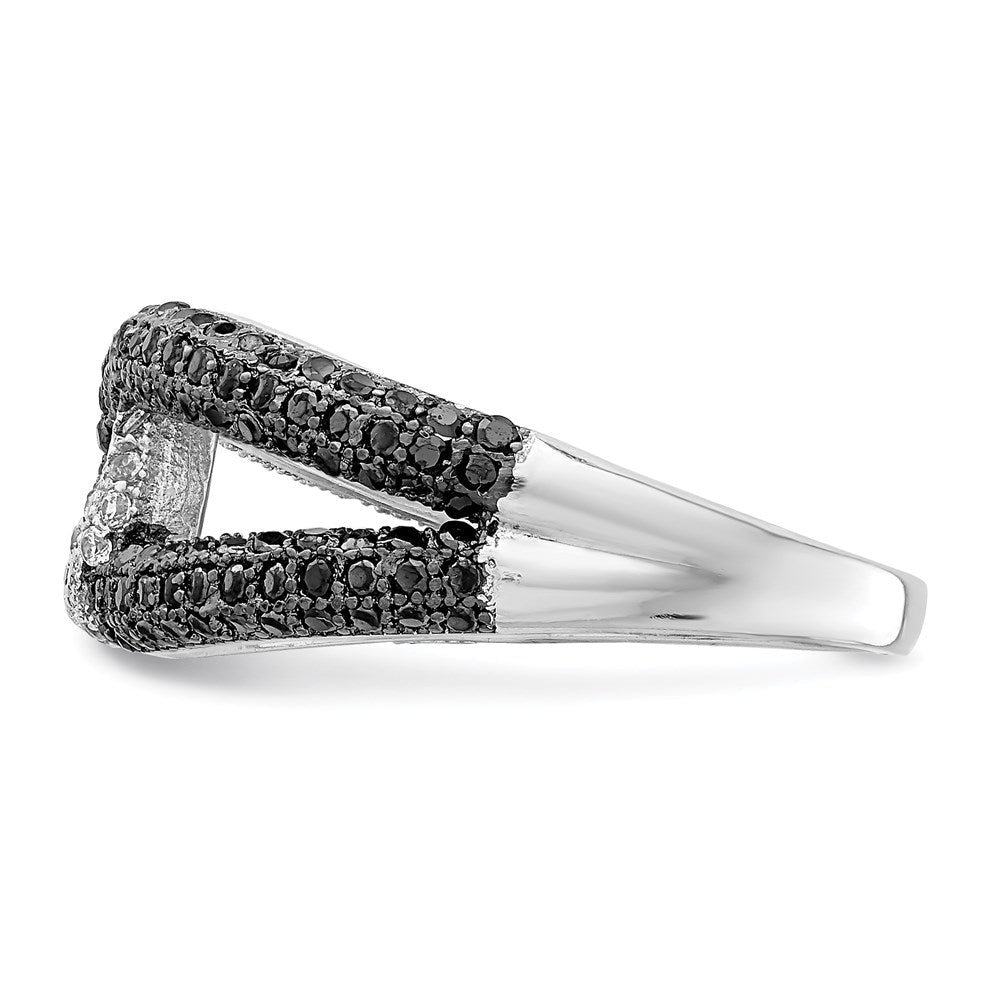 Sterlingsilber Rhodiniert Schwarz & Weiß Zirkonia Ring