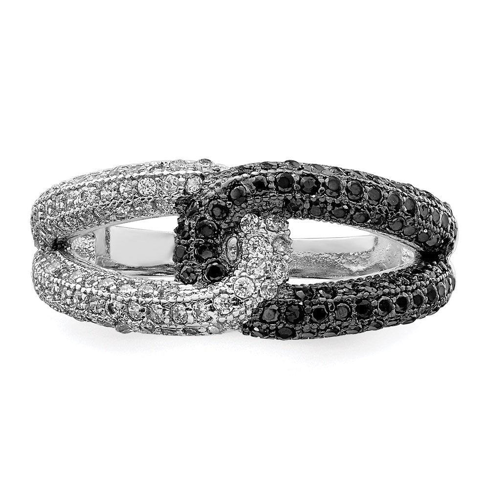 Sterlingsilber Rhodiniert Schwarz & Weiß Zirkonia Ring