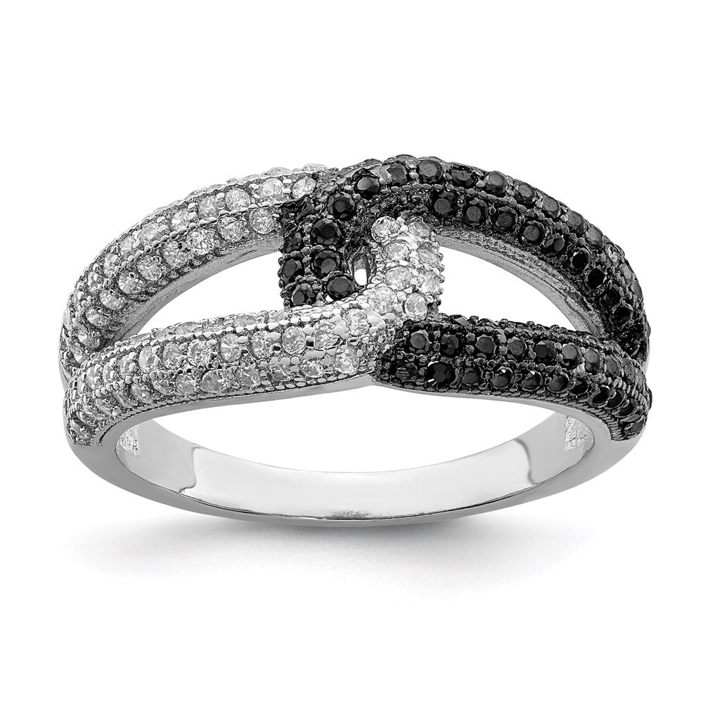 Sterlingsilber Rhodiniert Schwarz & Weiß Zirkonia Ring