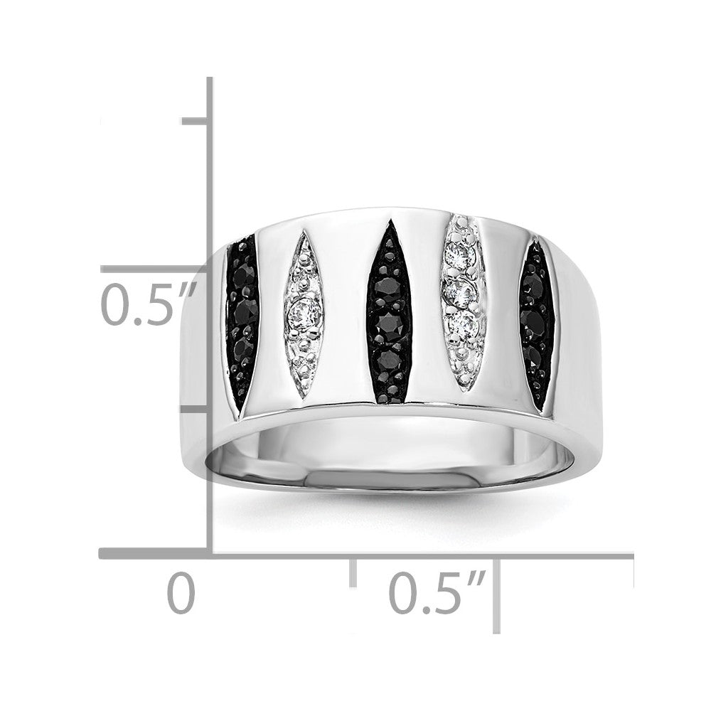 Sterlingsilber Schwarz & Weiß Zirkonia Ring