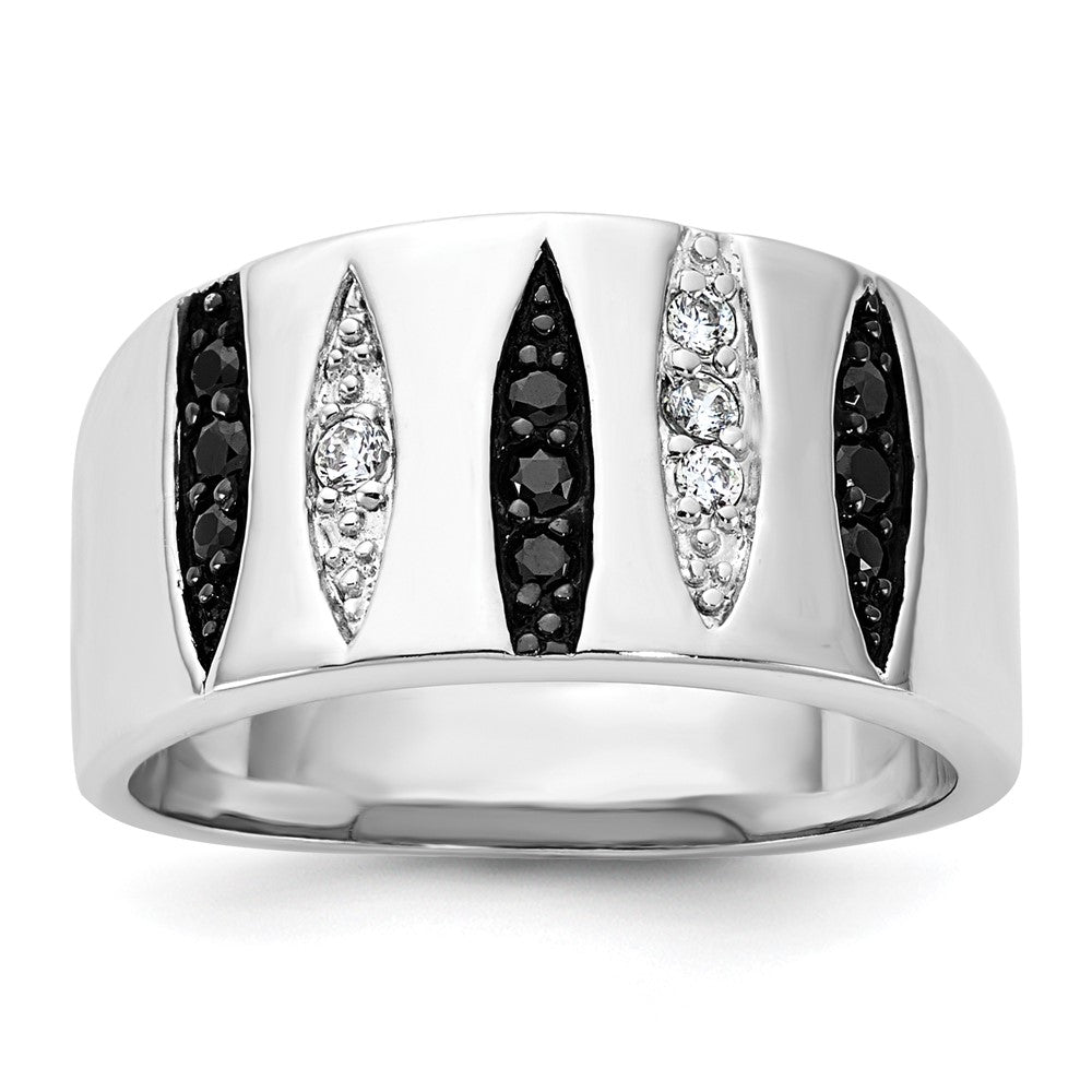 Sterlingsilber Schwarz & Weiß Zirkonia Ring