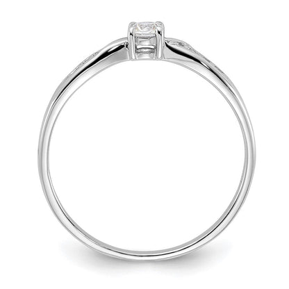 Sterlingsilber Rhodiniert Poliert und Zirkonia Ring