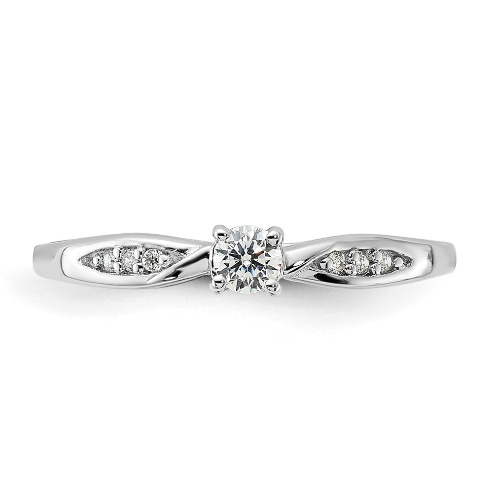 Sterlingsilber Rhodiniert Poliert und Zirkonia Ring