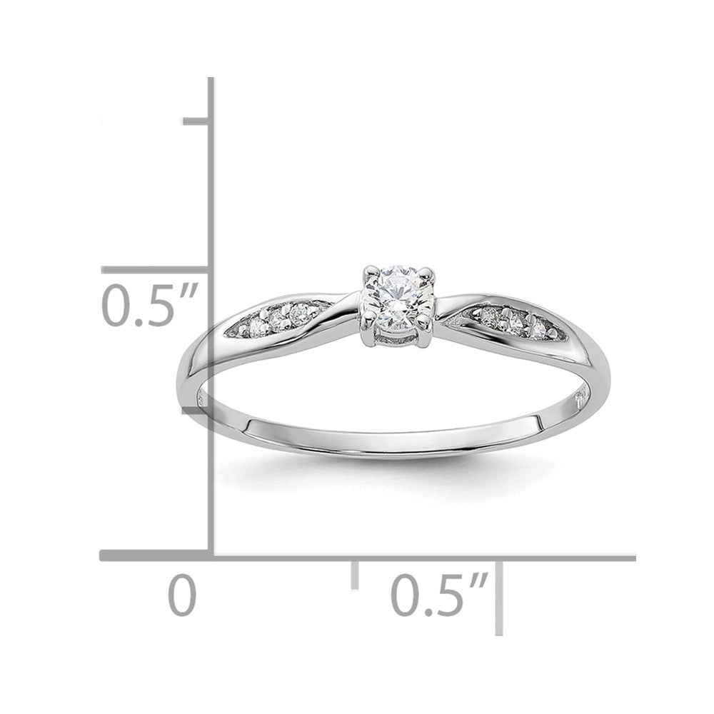 Sterlingsilber Rhodiniert Poliert und Zirkonia Ring