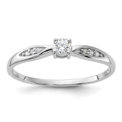 Sterlingsilber Rhodiniert Poliert und Zirkonia Ring