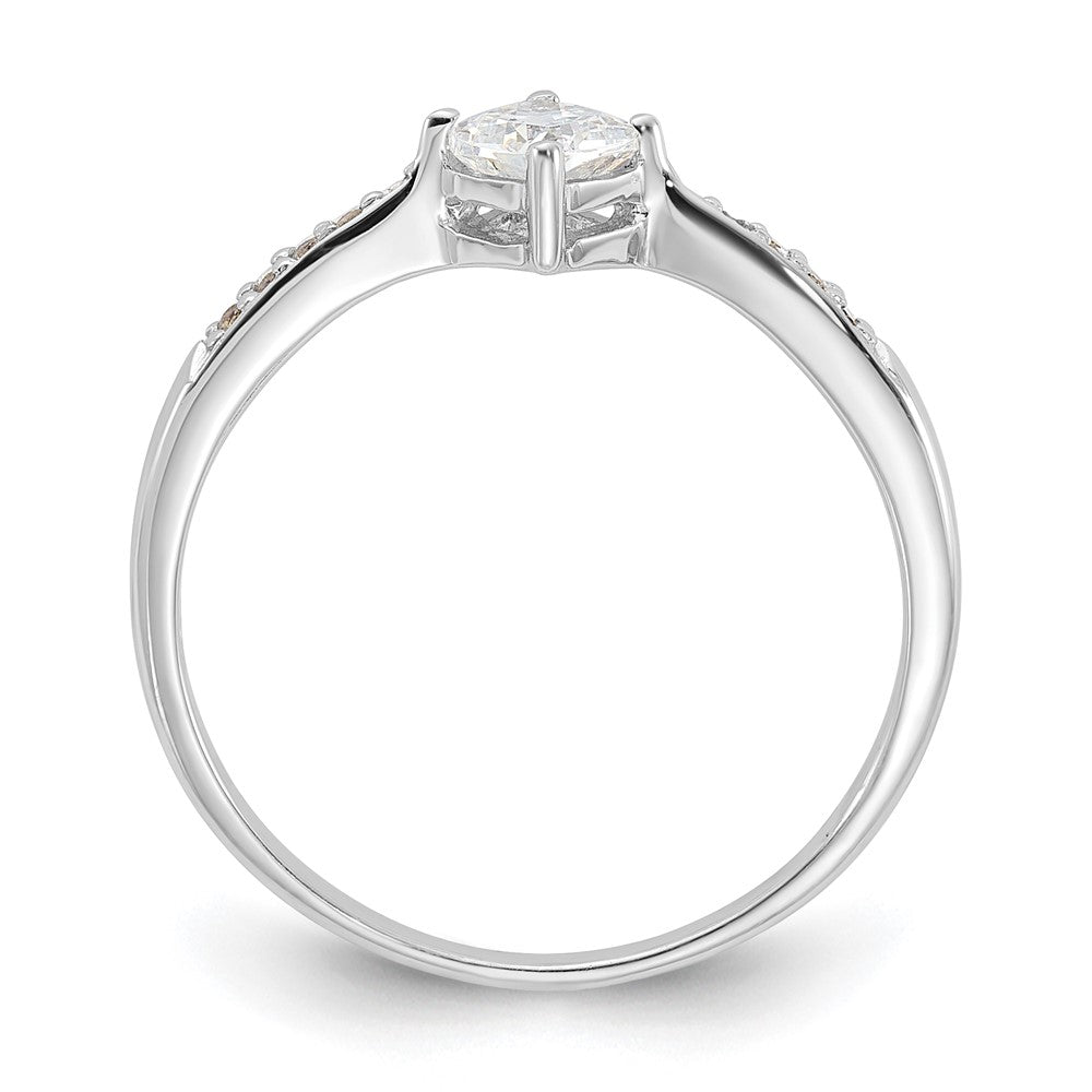 Sterlingsilber Rhodiniert Poliert und Quadratisch Geformt Zirkonia Ring