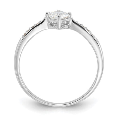 Sterlingsilber Rhodiniert Poliert und Quadratisch Geformt Zirkonia Ring