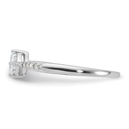 Sterlingsilber Rhodiniert Poliert und Quadratisch Geformt Zirkonia Ring