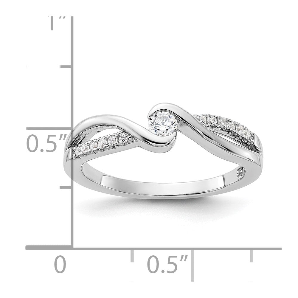 Sterlingsilber Rhodiniert & Zirkonia Ring