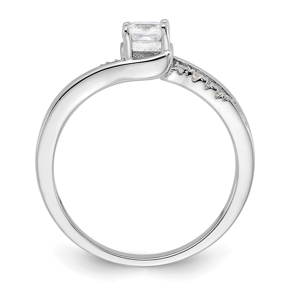 Sterlingsilber Rein Feuer Rhodiniert Poliert & Zirkonia Ring