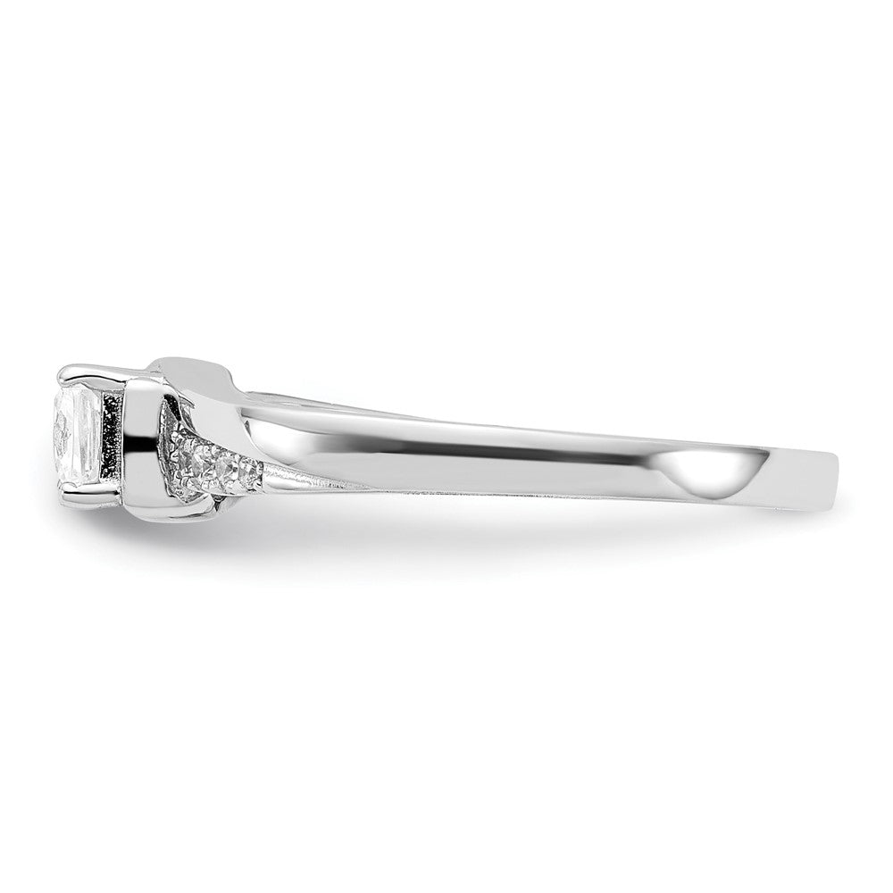 Sterlingsilber Rein Feuer Rhodiniert Poliert & Zirkonia Ring