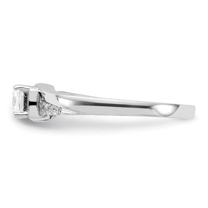 Sterlingsilber Rein Feuer Rhodiniert Poliert & Zirkonia Ring