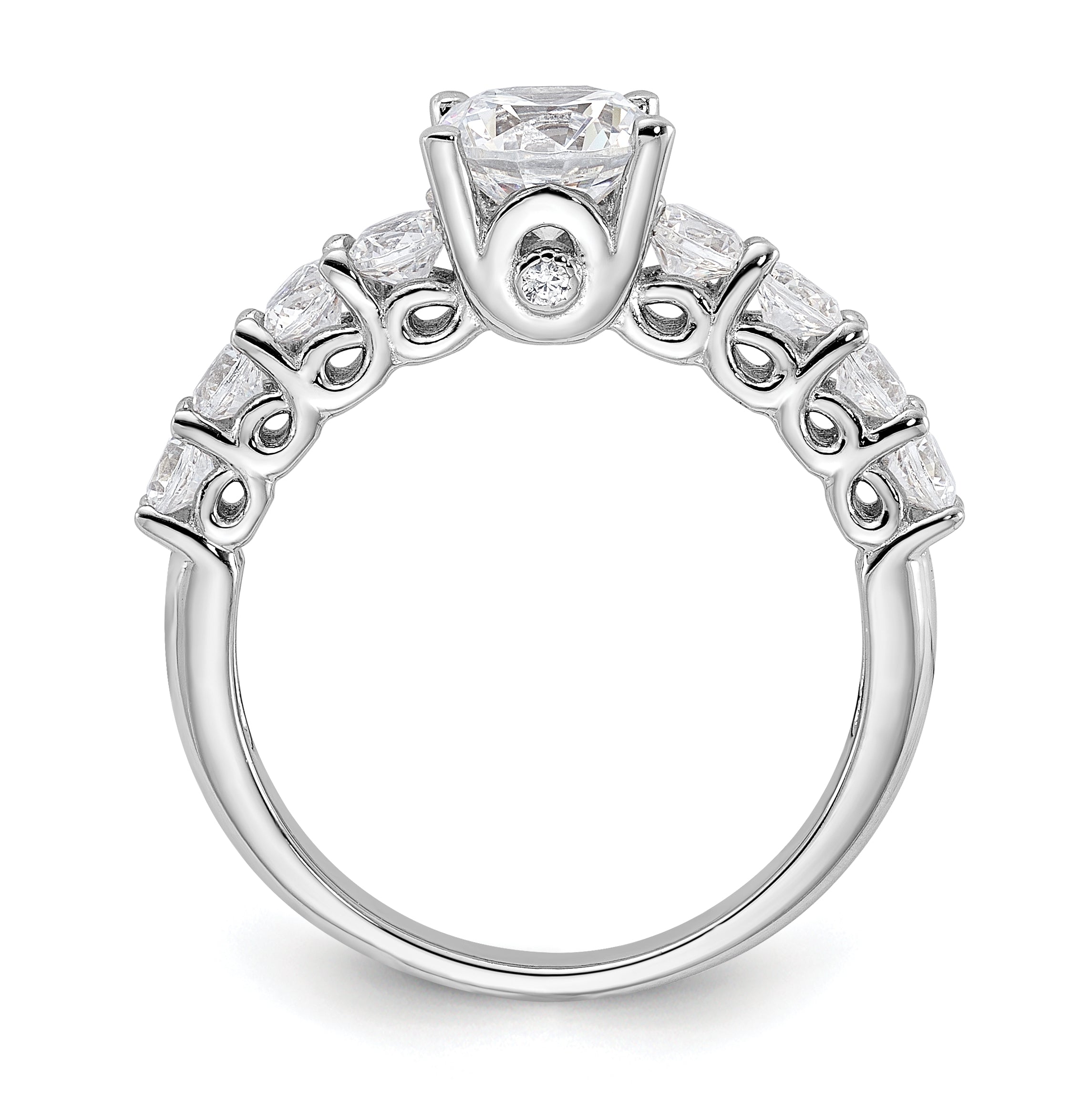 Sterlingsilber Rein Feuer Rhodiniert Poliert & Zirkonia Ring