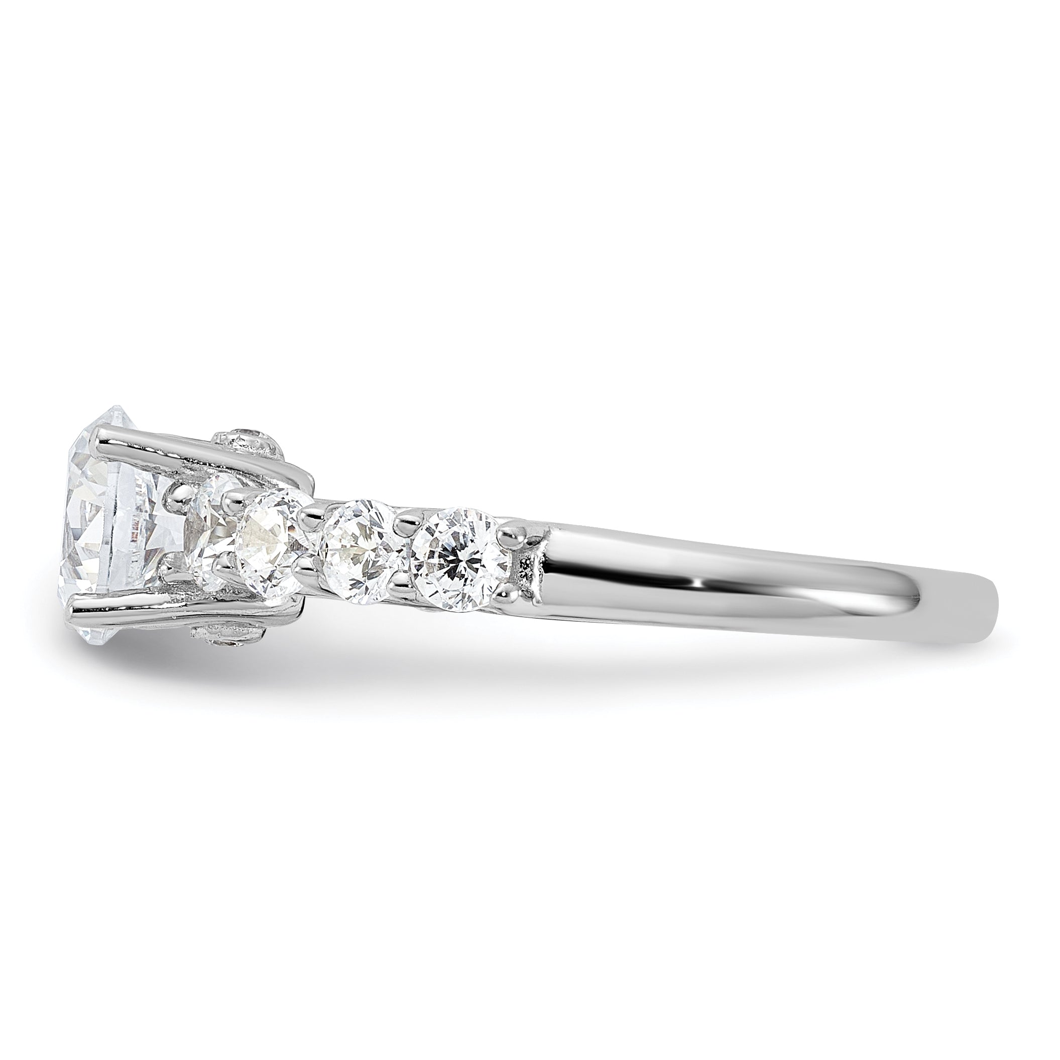 Sterlingsilber Rein Feuer Rhodiniert Poliert & Zirkonia Ring