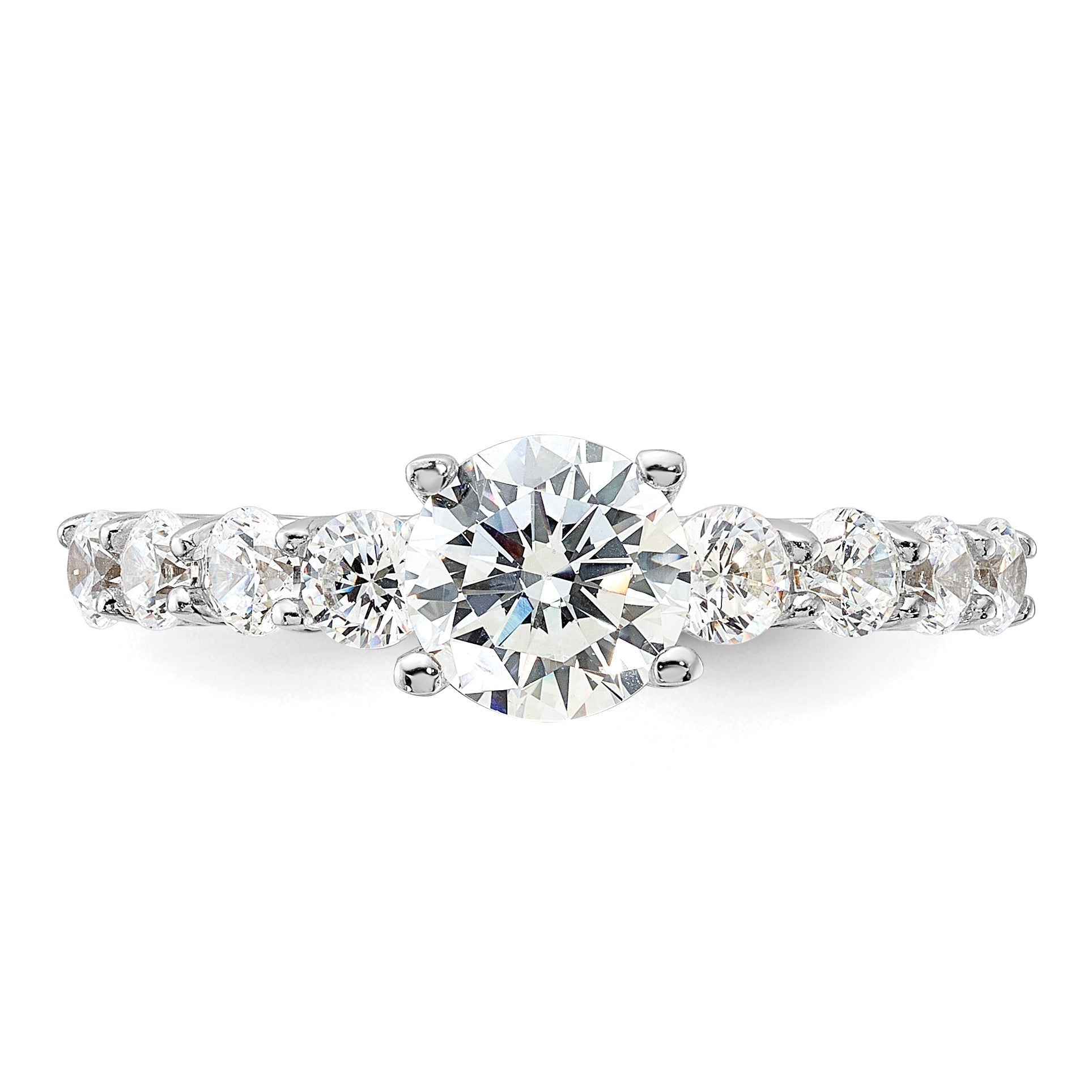 Sterlingsilber Rein Feuer Rhodiniert Poliert & Zirkonia Ring