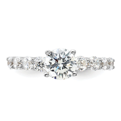 Sterlingsilber Rein Feuer Rhodiniert Poliert & Zirkonia Ring