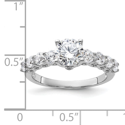 Sterlingsilber Rein Feuer Rhodiniert Poliert & Zirkonia Ring