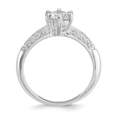 Sterlingsilber Poliert Zirkonia 6 Krappen Ring (size 8 Nur)