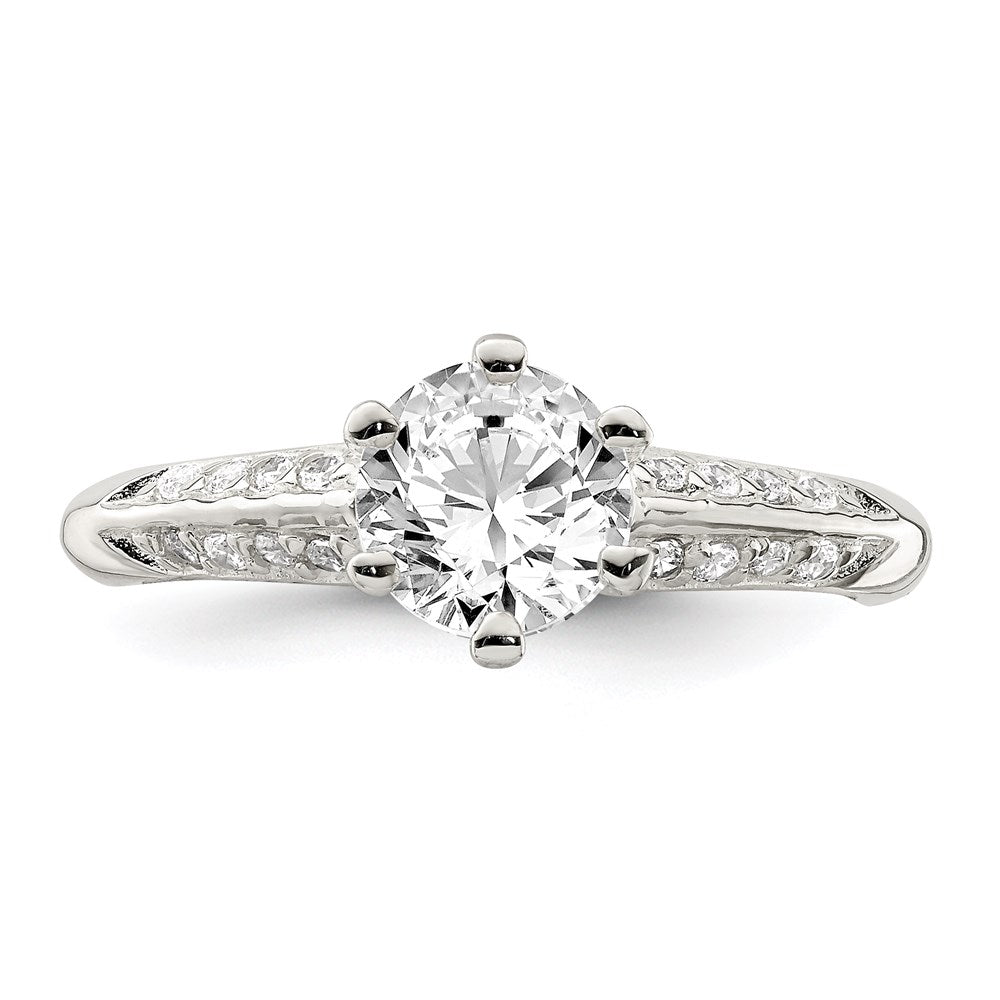 Sterlingsilber Poliert Zirkonia 6 Krappen Ring (size 8 Nur)