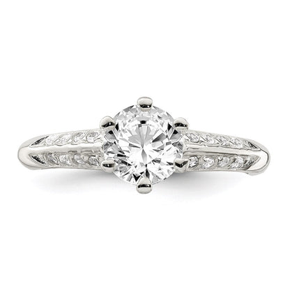 Sterlingsilber Poliert Zirkonia 6 Krappen Ring (size 8 Nur)
