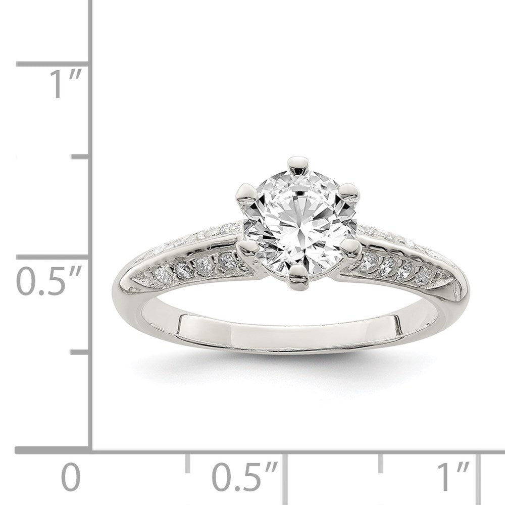 Sterlingsilber Poliert Zirkonia 6 Krappen Ring (size 8 Nur)