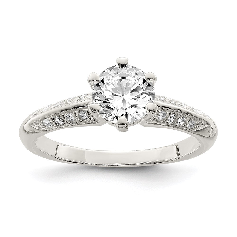 Sterlingsilber Poliert Zirkonia 6 Krappen Ring (size 8 Nur)