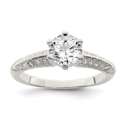 Sterlingsilber Poliert Zirkonia 6 Krappen Ring (size 8 Nur)