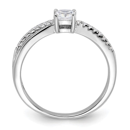 Sterlingsilber Rhodiniert Poliert & Zirkonia Ring