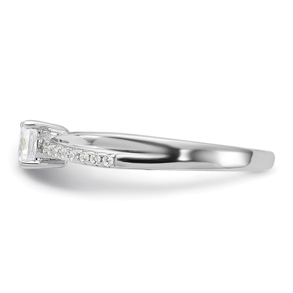 Sterlingsilber Rhodiniert Poliert & Zirkonia Ring