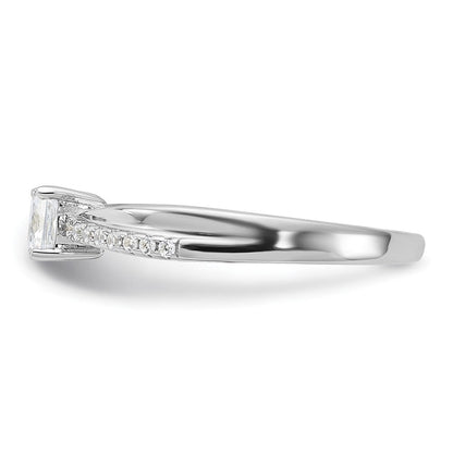 Sterlingsilber Rhodiniert Poliert & Zirkonia Ring
