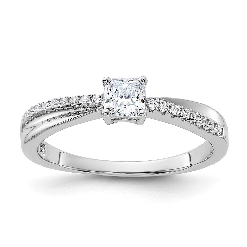 Sterlingsilber Rhodiniert Poliert & Zirkonia Ring