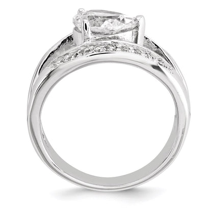 Sterlingsilber Poliert Rhodium Beschichtung Tropfen Form Zirkonia Ring (size 7 Nur)