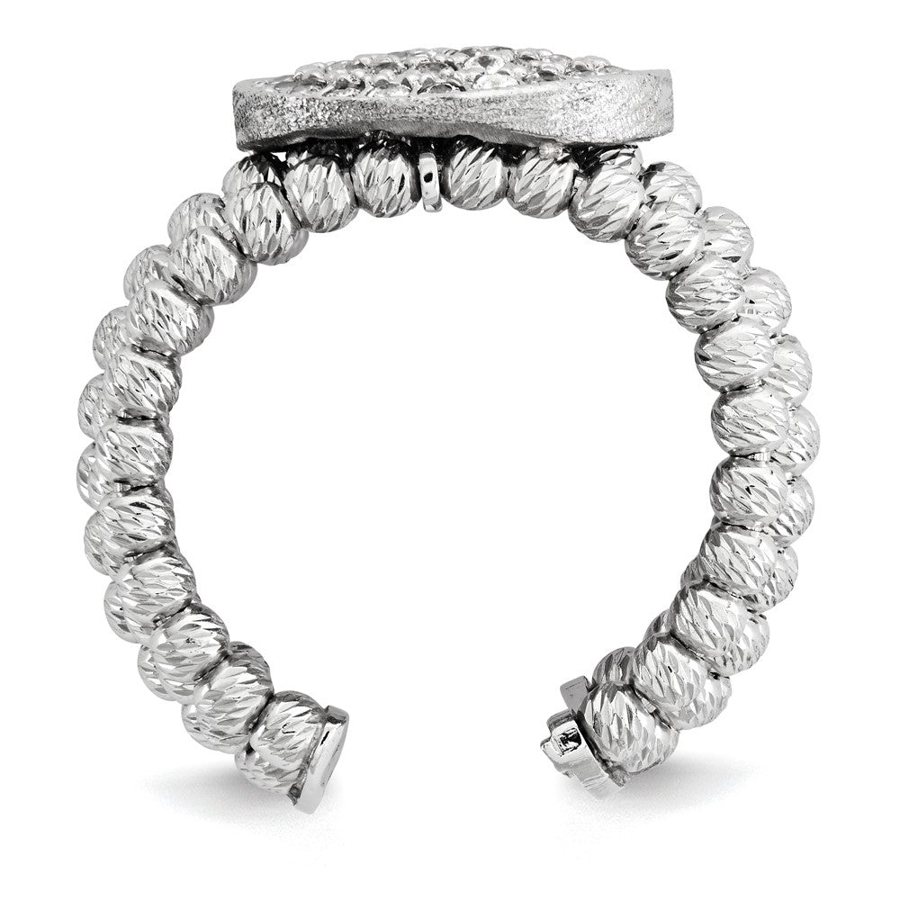 Sterlingsilber Rhodiniert 5 Strang Gekugelt Kristall Ring
