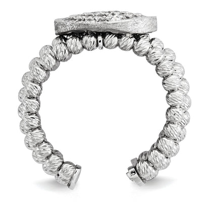 Sterlingsilber Rhodiniert 5 Strang Gekugelt Kristall Ring