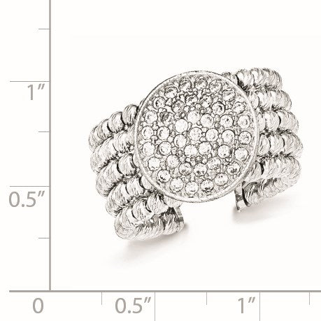 Sterlingsilber Rhodiniert 5 Strang Gekugelt Kristall Ring