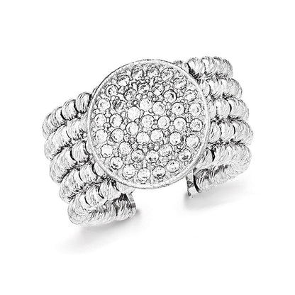 Sterlingsilber Rhodiniert 5 Strang Gekugelt Kristall Ring