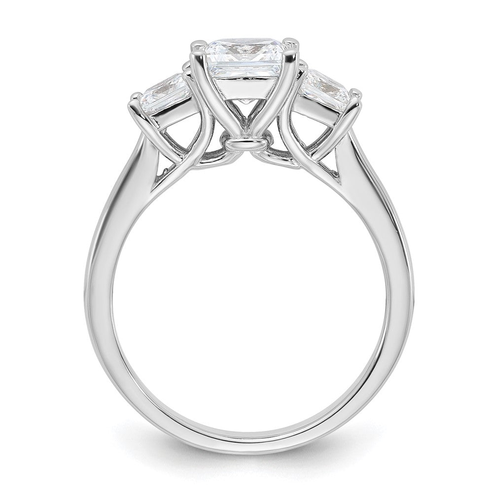 Sterlingsilber Rhodiniert & Zirkonia 3 Stein Ring