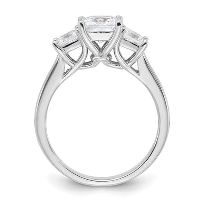 Sterlingsilber Rhodiniert & Zirkonia 3 Stein Ring
