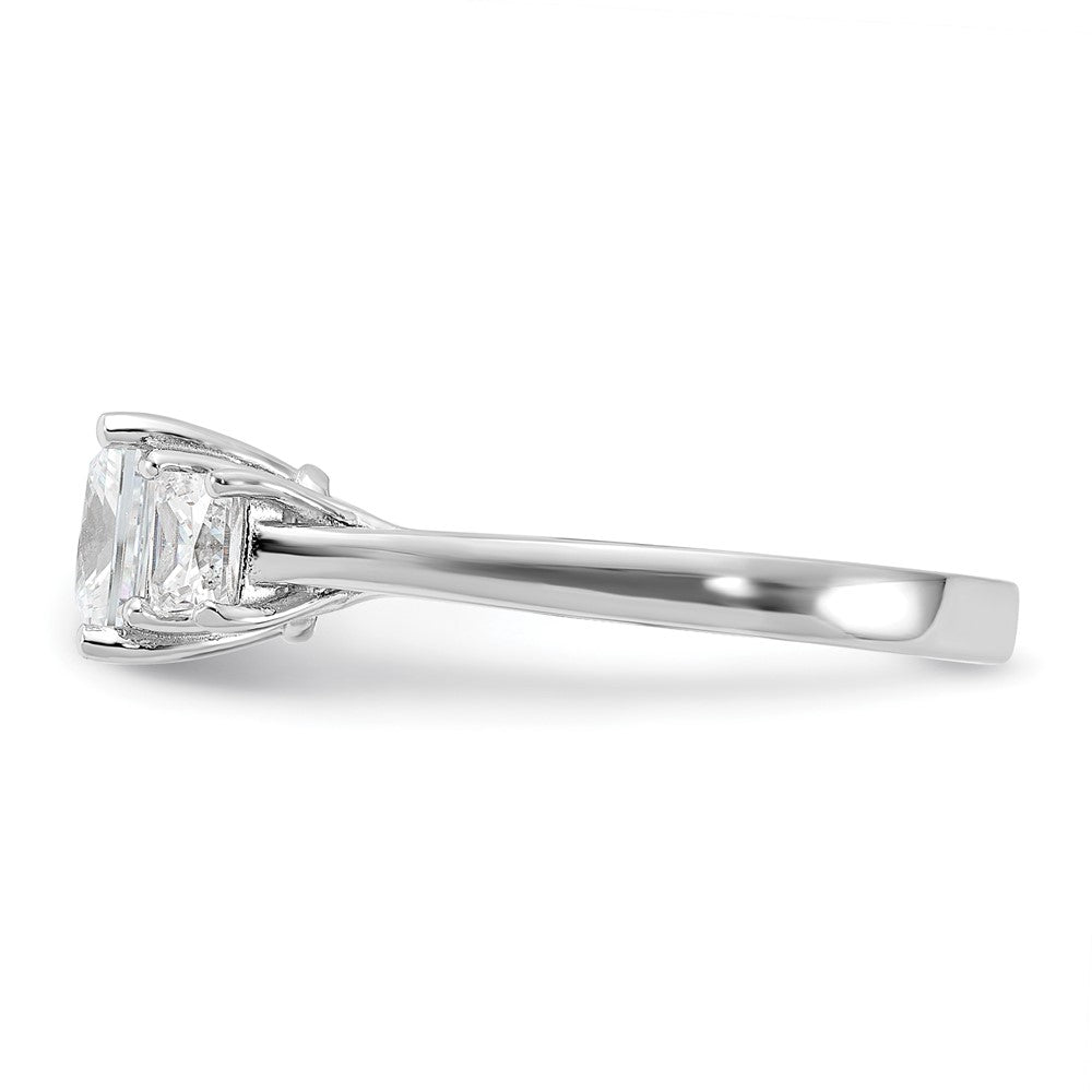 Sterlingsilber Rhodiniert & Zirkonia 3 Stein Ring