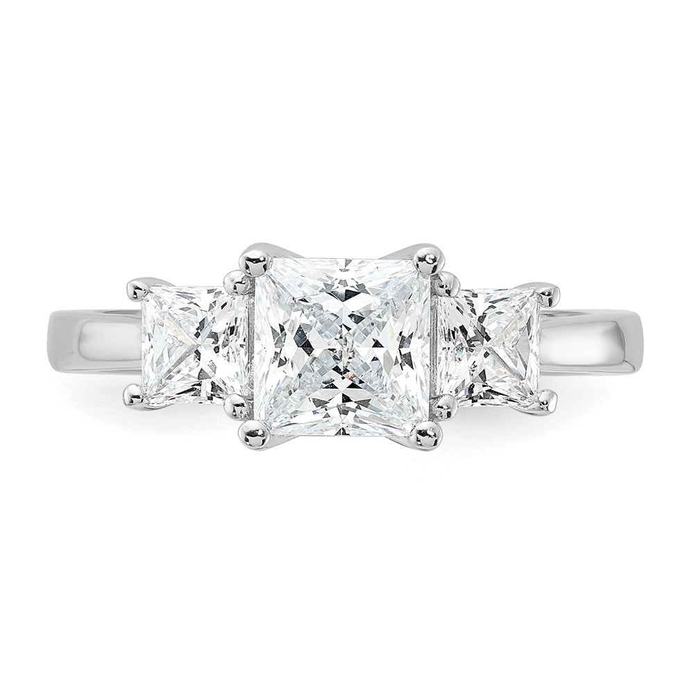 Sterlingsilber Rhodiniert & Zirkonia 3 Stein Ring