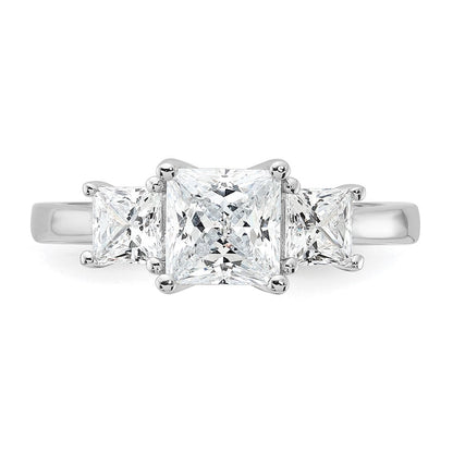 Sterlingsilber Rhodiniert & Zirkonia 3 Stein Ring