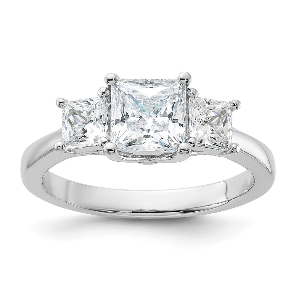Sterlingsilber Rhodiniert & Zirkonia 3 Stein Ring