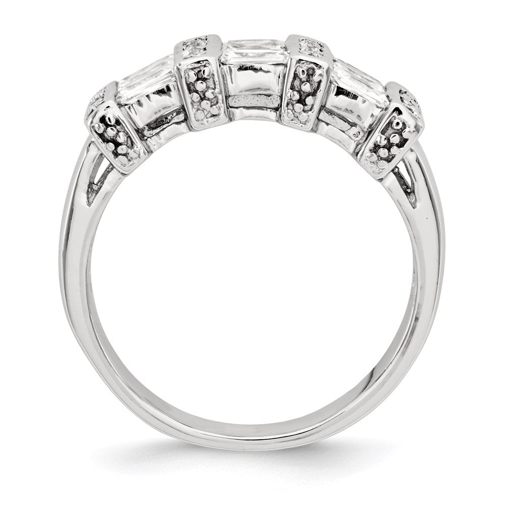 Sterlingsilber Poliert Rhodium Beschichtung Zirkonia Ring