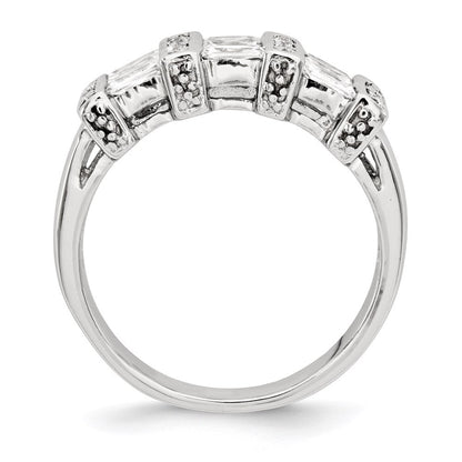 Sterlingsilber Poliert Rhodium Beschichtung Zirkonia Ring