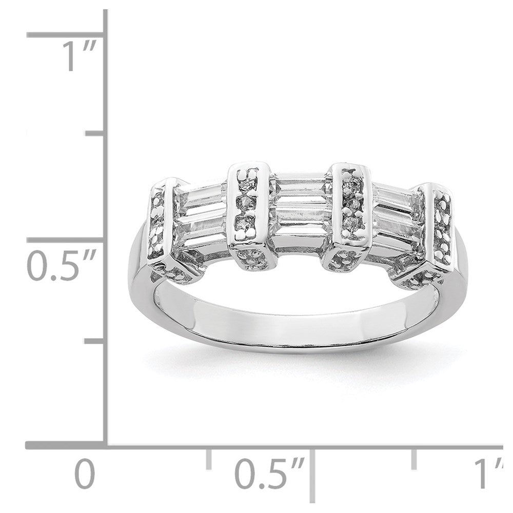 Sterlingsilber Poliert Rhodium Beschichtung Zirkonia Ring